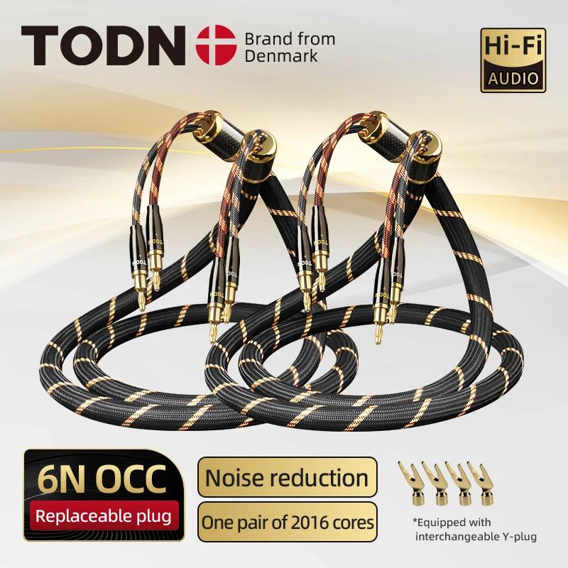 TODN 1 Paar Lautsprecherkabel, High-End-Hifi-Audiokabel, 6 N OCC-Lautsprecher, CABL, austauschbarer Bananenstecker, Yplug, Anschluss des Verstärkers Image