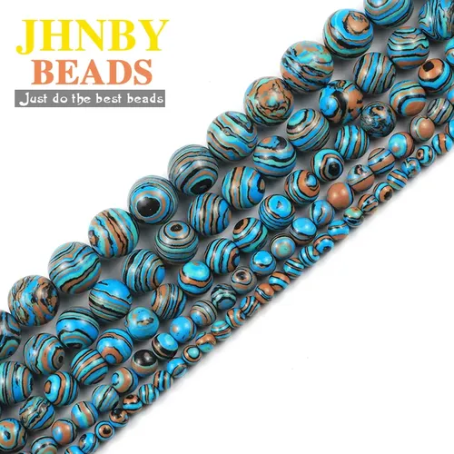 JHNBY Synthetische blau malachit Naturstein 4/6/8/10/12MM Runde spacer Lose perlen für Schmuck