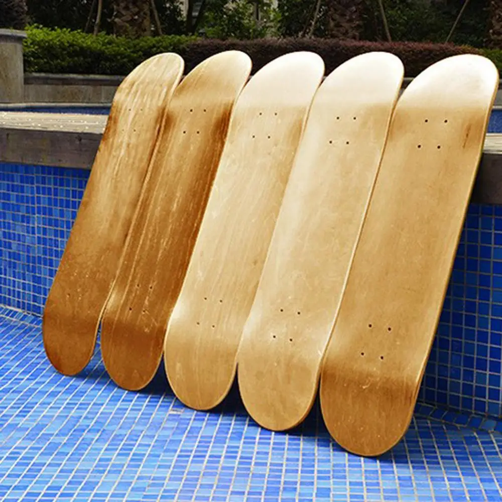 1x 7-stufiges Ahornholz-Rohling-Skateboard, leeres Skateboard-Deck, DIY, handbemaltes Longboard-Deck, verschiebbar, für Kinder, Teenager, Anfänger, Profi Image