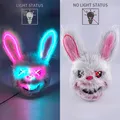 LED Light up Mask Bloody Rabbit Cosplay Mask Halloween Horror Killer Masque Scary Adult Mask Dress