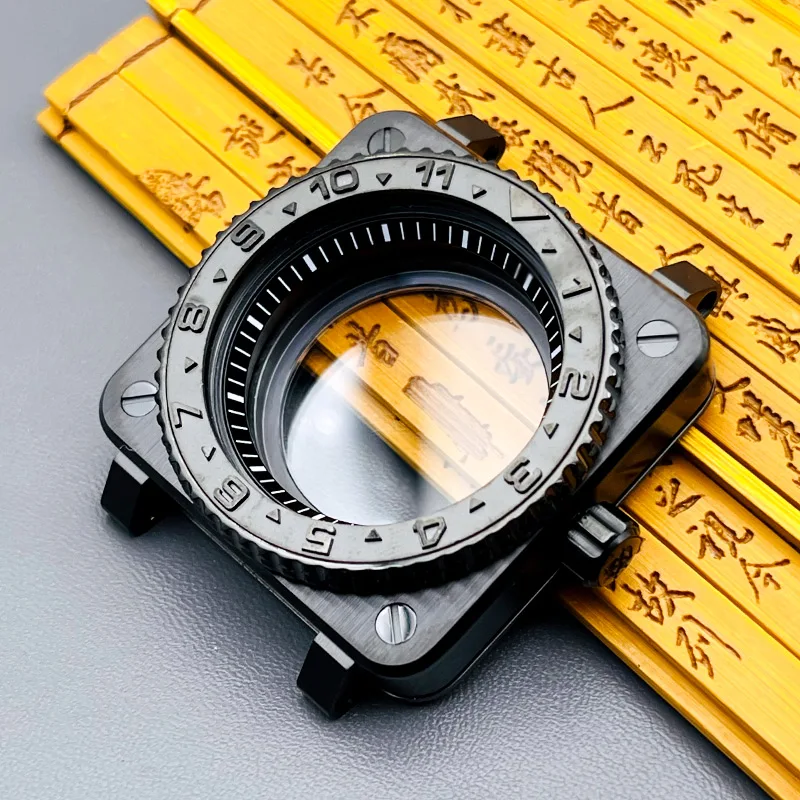 Schwarzes quadratisches SKX007-Uhrengehäuse, NH35-Gehäuse, passend für NH35 NH36 7S26 4R, japanisches Uhrwerk, Seiko SKX007 Pilots Cockpit, ersetzt Herrengehäuse Image