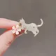 Lovely Kitten Flower Animal Brooch For Women Full Rhinestone Moon Star Cloud Raindrops Lapel Pins