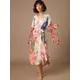 Beach Kimono for Women Peocock Printed Swimsuit Cover Up Self Belted Wrap Dresses Seaside Bathing