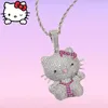 Kawaii Hello Kitty Halskette Hip-Hop Anime Sanrio Diamant Anhänger Edelstahl Twist Kette Männer und