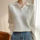 High quality sweater women's Lapel Pullover women's winter cashmere sweater solid knitted sweater