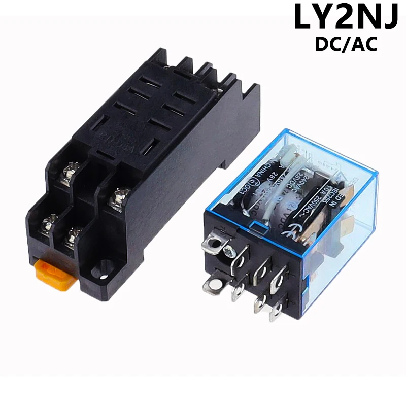 1Set DC12V/24V/36V/48V/110V/220/240V AC 10A 8PIN Spule Power Relais DPDT LY2NJ HH62P HHC68A-2Z Mit Sockel Basis Image