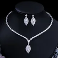 CWWZircons Shiny African Dubai Cubic Zirconia Bridal Wedding Necklace Luxury Jewelry Sets for Brides