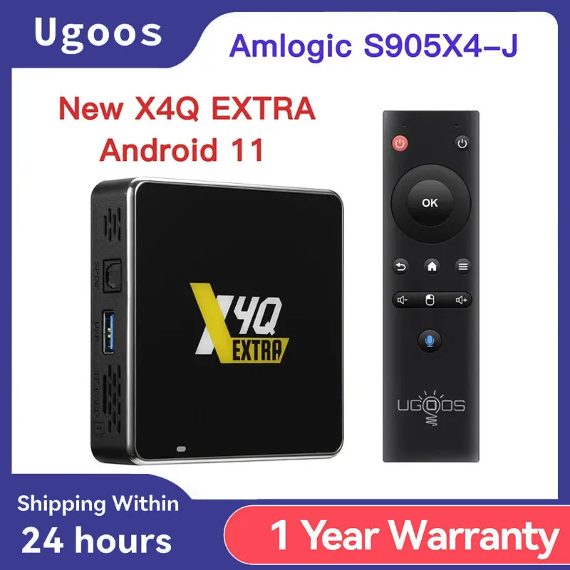 Neueste ugoos x4q extra smart tv box android 11 amlogic S905X4-J 4gb 128gb 2,4g/5g wifi bt 3. 0 4k set top box unterstützung dolby vison Image