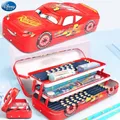 Disney Pixar Cars Pencil Case Children Tationery Box Large Capacity McQueen Car Three-dimensional