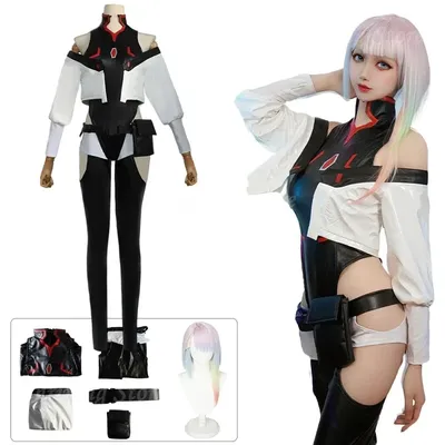Neues Lucy Cyberpunk Cosplay Anime Cyberpunk: Edgerunners Lucy Cosplay Kostüm Sexy Rollenspiel Lucy Uniform Perücke Halloween für Frauen Image