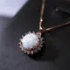 Fashion Sun Flower Pendant Necklace For Women Charm Rose Gold Color Crystal Zircon Imitation Opal