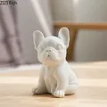 Lovely Puppy Ceramic Sculpture French Bulldog Ornaments Crafts White Dog Miniature Figurines Desk