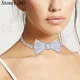 Stonefans Classic Crystal Bow Tie Necklace Choker Collar Chain Fashion Lady Iced Out Rhinestone