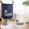 1Pc Drawstring Laundry Basket Household Waterproof Canvas Dirty Clothes Storage Basket Folding