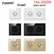 Israel Wall Power Socket 1 2 Outlets 16A 2000W 86 146mm Power Israelites Plug Home Glass PC Panel