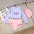 Children Clothes Girl Split Swimsuit Spring Summer Solid Long Sleeve Top Shorts Suit for Babies