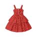 2DXuixsh Fall Dresses for Girls 10-12 Girl s Cute Love Polka Dots Strap Summer Dress for Casual Floral Sundress Girls Clothes Outfit Girls Dress 7 Red Size 130