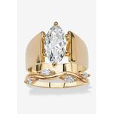 Women's 2.88 Cttw. Cubic Zirconia Gold-Plated Solitaire And Vine Wedding Ring Set by PalmBeach Jewelry in Gold (Size 8)
