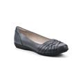 Wide Width Women's Chic Casual Flat by Cliffs in Navy Burnished Smooth (Size 8 1/2 W)