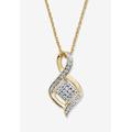 Women's Diamond Accent Gold-Plated Cluster Bypass Pendant Necklace 18" - 20" by PalmBeach Jewelry in Gold