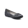 Wide Width Women's Chic Casual Flat by Cliffs in Black Burnished Smooth (Size 8 1/2 W)