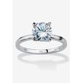 Women's 2 Tcw Round Cubic Zirconia Solitaire Ring In .925 Sterling Silver by PalmBeach Jewelry in Silver (Size 10)