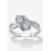 Women's 1.96 Cttw Cubic Zirconia .925 Sterling Silver 2-Stone Bypass Ring by PalmBeach Jewelry in Silver (Size 9)