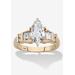 Women's 2.69 Cttw 14K Gold-Plated Silver Marquise-Cut Cubic Zirconia Engagement Ring by PalmBeach Jewelry in Gold (Size 10)