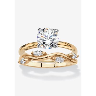 Women's 2.40 Cttw. 2-Piece Yellow Gold-Plated Round Cubic Zirconia Wedding Ring Set by PalmBeach Jewelry in Gold (Size 7)