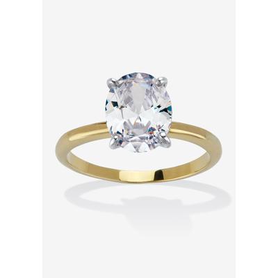 Women's 2.54 Tcw Cubic Zirconia 18K Gold-Plated Oval Solitaire Engagement Ring by PalmBeach Jewelry in Gold (Size 8)