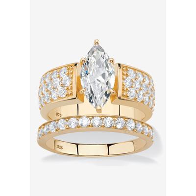 Women's 3.01 Tcw Cubic Zirconia 14K Gold-Plated Sterling Silver 2-Piece Bridal Ring Set by PalmBeach Jewelry in Gold (Size 7)