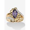 Women's 2.05 Tcw Marquise-Cut Simulated Purple Amethyst Cocktail Ring Gold-Plated by PalmBeach Jewelry in Purple (Size 6)