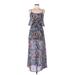 Xhilaration Casual Dress - A-Line Scoop Neck Sleeveless: Blue Print Dresses - Women's Size Medium - Paisley Wash