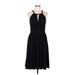 White House Black Market Casual Dress - A-Line Keyhole Sleeveless: Black Print Dresses - Women's Size 8