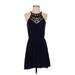 As U Wish Casual Dress - A-Line High Neck Sleeveless: Blue Print Dresses - Women's Size Small