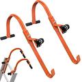 Ladder Stabilizer, 2 Pack Heavy Duty Ladder Roof Hook with Wheel Rubber Grip T-Bar for Roof Ridge,Damage Prevention, Fast and Easy Setup to Access Steep Roofs
