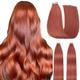 HotLulana Tape in Hair Extensions Human Hair Chocolate Brown Real Remy Hair Extensions Tape in Copper Red Color Seamless Straight Human Hair Extensions 20pcs 50g 20Inch Hair Extensions Tape ins.