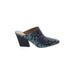 Nordstrom Signature Mule/Clog: Slip-on Chunky Heel Casual Blue Snake Print Shoes - Women's Size 40.5 - Almond Toe