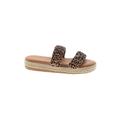 Bamboo Sandals: D'Orsay Platform Casual Tan Leopard Print Shoes - Women's Size 7 1/2 - Open Toe