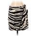 Free People Casual Wrap Skirt Knee Length: Ivory Zebra Print Bottoms - Women's Size 4