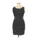Max Studio Casual Dress - Bodycon Scoop Neck Sleeveless: Black Stripes Dresses - Women's Size X-Large