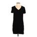 Madewell Casual Dress - Shift V Neck Short sleeves: Black Dresses - Women's Size X-Small