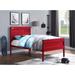 17 Stories Twin Bed, Blue Upholste/Metal in Red | 44 H x 41 W x 79 D in | Wayfair 56C021F3D7424DB6824C82ACB65A0CA3