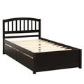 Red Barrel Studio® Twin Platform Storage Bed Wood Bed Frame w/ Two Drawers & Headboard Wood in Brown/Gray | 37.5 H x 41.7 W x 76 D in | Wayfair