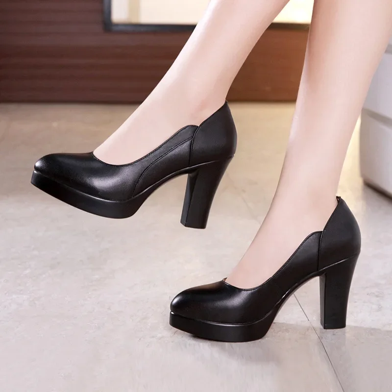 Small Size 32-43 Elegant Formal Court Shoes Women Pumps 2026 Spring Block High Heels Shoes Shallow for Office Model Wedding