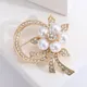 New Exquisite Flower Imitation Pearl Brooches For Women Mom Shiny Rhinestone Clothing Accessories