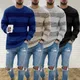 Autumn and Winter Fashion Men Simple Striped Round-neck Sweater Casual Knitted Pullover Sweaters