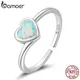 Bamoer Authentische 925 Sterling Silber Herz-Förmigen Opal Ring für Frauen Einstellbare Liebe Ring
