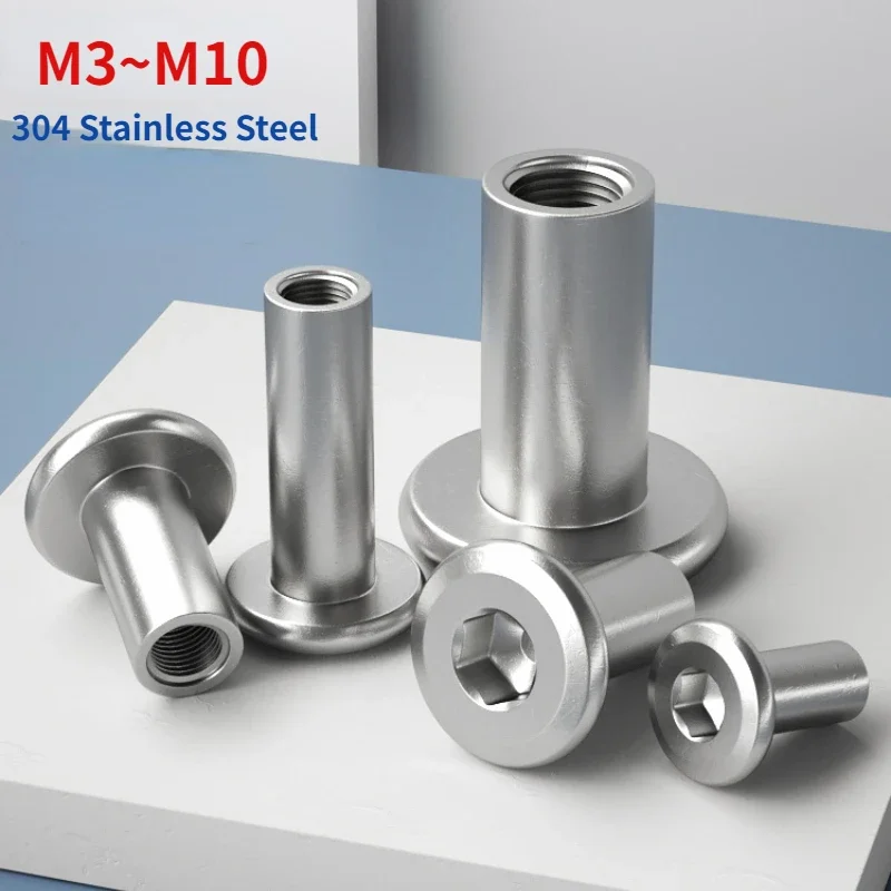 M3 M4 M5 M6 M8 M10 304 Edelstahl Große Flache Sechskant Innensechskant Möbel Nieten Stecker Einsatz Joint Hülse Kappe Mutter Image