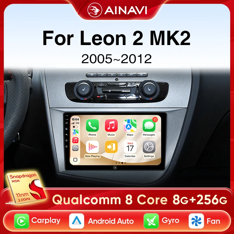 Ainavi Autoradio Für SEAT Leon MK2 2005 2007 2008 2009 2010 2011 2012 Drahtlose Carplay Android Auto Auto Multimedia-player 2 DIN Image